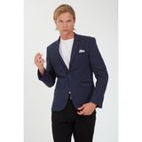 Sposo G-194 Dar Kalıp Örme Kumaş Lacivert Erkek Blazer Ceket - 52 - 01L-Lacivert