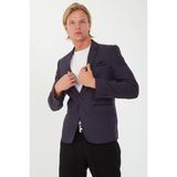Sposo G-211 Dar Kalıp Desenli Lacivert Erkek Blazer Ceket - 54 - 01L-Lacivert