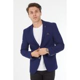 Sposo G-221 Dar Kalıp Örme Kumaş Lacivert Erkek Blazer Ceket - 58 - 01L-Lacivert