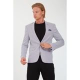 Sposo G-224 Dar Kalıp Örme Kumaş Indigo-Beyaz Erkek Blazer Ceket - 01L-Lacivert - 58