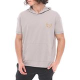 SPQR Pamuklu Kapüşonlu Kısa Kollu Sweatshirt NEPTUNE GRİ