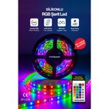 Sprange 10 Metre Rgb Şerit LED 16 Renkli Kumandalı | 4 Modlu Ayarlanabilir Işık | 5V USB Silikon Neon LED