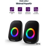 Sprange 2’li Tak Çalıştır USB Bilgisayar Hoparlörü – Rgb, Güçlü Ses, Kompakt Tasarım, Telefona Bağlanabilir - Siyah