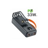 SPRANGE 30.000 mAh PD 33W Hızlı Şarj Destekli Taşınabilir 4 USB Çıkışlı Dijital Ekranlı El Fenerli Powerbank Koruma Kılıf Hediyeli