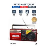 SPRANGE Kasetçalar Teyp Bluetooth Hoparlör USB SD Kart Özellikli Aux Bağlantılı 28W Güçlü Antenli Retro