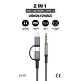 Sprange Sr-03 2 İn1 Type-C / Lightning 3.5 Mm Aux Kablosu