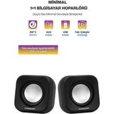 Sprange Tak Çalıştır 2'li USB Bilgisayar Hoparlörü – Güçlü Ses, Kompakt Tasarım, Ev-Ofis Kullanıma Uygun - Siyah