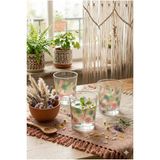 Spring Flowers 3'lü Su Bardağı Seti 240 cc Renkli Çiçek Desenli Bohem Meşrubat Bardağı Takımı