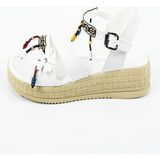 Spring Kadın Beyaz Taş Detaylı Ortopedik Sandalet - 001-Beyaz