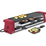 Spring Raclette Grill 4 Kişilik Kompakt, Kırmızı, Elektrikli Masa Izgarası, Yapışmaz Kaplamalı Alüminyum Izgara Plakası, 4 Raclette Tava ve Spatula, Depolama Seviyesi, 54,0×10,5×11,5cm, 650W - Siyah