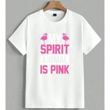 Sprit Is Pink Flamingo Pembe Unisex Oversize Tişört Beyaz