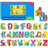 SpriteGru 26 Manyetik Alfabe, Sevimli Hayvanat Bahçesi Alfabesi ile Büyük Harf ABC Buzdolabı Mıknatısları Eğitici Yazım Öğrenme Oyunları Çocuklar, Yeni Başlayanlar İçin Oyuncaklar Seti 3 4 5 Yaş
