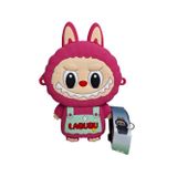Spteks Kız Çocuk Koyu Pembe Renk Labubu Model Yazı Detaylı Silikon Mini Askılı Çanta Cüzdan