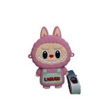 Spteks Kız Çocuk Pembe Renk Labubu Model Yazı Detaylı Silikon Mini Askılı Çanta Cüzdan