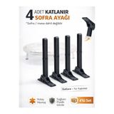 Squall 4'lü Katlanabilir Yer Sofrası Ayağı 4 Kademeli Laptop Sehpa Sini Kamp Masası Plastik Ayak Siyah 21cm