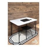Squall Siyah Metal Ayaklı 60x120 Cm (TEK MASA) Parlak Beyaz Mutfak - Balkon - Çalışma Masası