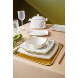 Square Bone Hazel 60 Parça 12 Kişilik Kare Yemek Takımı