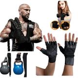 Squat Crossfit Dambıl Halter Ağırlık Body Fitness Eldiveni Bilek Bandajlı Sporcu Eldiveni - Siyah
