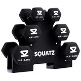 Squatz Dambıl Ağırlık Seti, Standlı, 14,5 kg Neopren Kaplamalı Ağırlıklar Gri, Siyah ve Turuncu, Altı Köşeli Şekilli Kaymaz ve Egzersiz Egzersiz, Fitness, Yoga için (Siyah)
