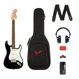 Squier 0372873106 Affinity Stratocaster Elektro Gitar Seti (Siyah) | Mustang Micro Kulaklık Amfisi Dahil Siyah Strat ve