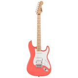Squier 0373202511 Sonic Stratocaster Hss Elektro Gitar (Tahitian Coral) | Mercan Rengi Akçaağaç Klavye ve Beyaz Pickguard