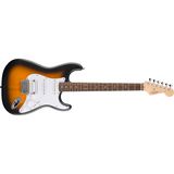 Squier by Fender Debut Collection HT HSS Stratocaster elektro gitar, Laurel klavye, beyaz vuruş tahtası, 2 ton güneş patlaması