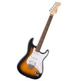 Squier by Fender Debut Collection HT HSS Stratocaster elektro gitar, Laurel klavye, beyaz vuruş tahtası, 2 ton güneş patlaması