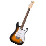 Squier by Fender Debut Collection HT HSS Stratocaster elektro gitar, Laurel klavye, beyaz vuruş tahtası, 2 ton güneş patlaması