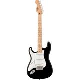 Squier Sonic Stratocaster Left-Handed Black Solak Elektro Gitar | Yeni başlayanlar için elektro gitar, solaklar için Stratocaster, kolay çalınabilir boyun, ücretsiz çevrimiçi dersler