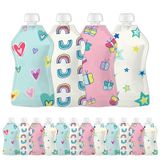 Squooshi Yeniden kullanılabilir gıda çantası, 10'lu paket, 5 oz – Bebek gıda saklama kabı, çocuklar için sıkma torbası, yıkanabilir, dondurucu, kasa, 5 eğlenceli tasarım