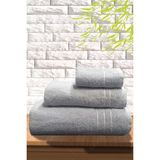 S&r 3'lü Banyo Havlu Seti - Hamam Havlu Takımı %100 Pamuk - Açık Gri - 1 Adet Banyo Havlusu, 1 Adet El Havlusu, 1 Adet Yüz Havlusu