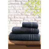 S&r 3'lü Banyo Havlu Seti - Hamam Havlu Takımı %100 Pamuk - Antrasit - Gri - 1 Adet Banyo Havlusu, 1 Adet El Havlusu, 1 Adet Yüz Havlusu