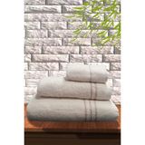 S&r 3'lü Banyo Havlu Seti - Hamam Havlu Takımı %100 Pamuk - Krem - 1 Adet Banyo Havlusu, 1 Adet El Havlusu, 1 Adet Yüz Havlusu