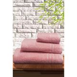 S&r 3'lü Banyo Havlu Seti - Hamam Havlu Takımı %100 Pamuk - Pembe - 1 Adet Banyo Havlusu, 1 Adet El Havlusu, 1 Adet Yüz Havlusu