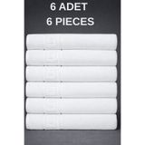 S&R 6 Adet Greek Desen Banyo Havlusu 70x140 Cm Beyaz 500 Gr Hotel Collection