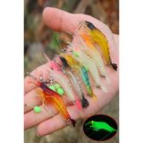 Sr Sazanrig 7 Renk Karides Shrimp Kancalı Fosforlu 8.5 cm 6 gr Silikon Yem (7 Adet) - KARIŞIK