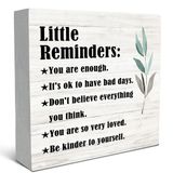 SRADMO Little Reminders You are Enough Ahşap Kutu Tabela Masa Dekoru, İlham Verici Sözler Ahşap Blok Kutu Tabela Dekorasyon Ev Ofis Raf Masa Dekoru