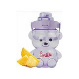SRC 1200 ml Pipetli Ayıcık Figürlü Çocuk Matarası - Askılı Smile Sevimli Su Suluğu - Mor