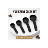 Src 3D 4’lü Siyah Kahve Ölçek Seti 5-10-15-20 ml – Kahve ve Mutfak İçin Ölçü Kaşığı