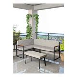 Src Serisi Balkon, Bahçe, Cafe, Köşe Takımı, Balkon Köşe Takımı - Puflu - Açık Gri