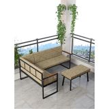 Src Serisi Balkon, Bahçe, Cafe, Köşe Takımı, Balkon Köşe Takımı Puflu - Cappucino - 120x170 - Cappuccino
