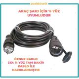 Srcelektronik ARAÇ ŞARJI İÇİN (9 - 20 METRE arası) 3x4 TTR TAM BAKIR UZATMA SEYYAR KABLO - 9 METRE