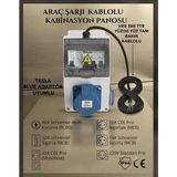 Srcelektronik Sigortalı - 3x6 Ttr Yüzde 100 Tam Bakır Hes Kablolu 7.5 Kw - 32 Amper Elektrikli Araç Şarjı Istasyonu Type 2 Ev Charger Mavi Prizli Kombinasyon Panosu - 22 METRE