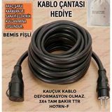 Srcelektronik Üntel Kauçuk Kablolu Araç Şarjı Uyumlu (1-40 Metre Arası (3x4 (H07RN-F) Ttr Tam Kauçuk - Tam Bakır Kablo) (Fişler Bemis Marka Kauçuk Tseli ) Uzatma Seyyar - 20 METRE