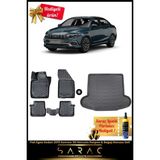 Srcmats Fiat Egea Sedan 2015 Sonrası Araca Özel 3D Havuzlu Paspas & Bagaj Havuzu Seti - Siyah