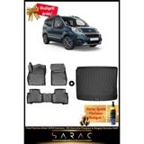 Srcmats Fiat Fiorino Dizel 2020 Sonrası Araca Özel 3D Havuzlu Paspas & Bagaj Havuzu Seti - Siyah