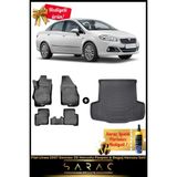 Srcmats Fiat Linea 2007 Sonrası Araca Özel 3D Havuzlu Paspas & Bagaj Havuzu Seti - Siyah