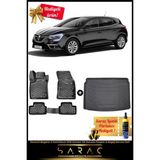Srcmats Renault Megane 4 Hatchback 2016 Sonrası Araca Özel 3D Havuzlu Paspas & Bagaj Havuzu Seti - Siyah