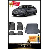 Srcmats Renault Megane 4 Sedan 2016 Sonrası 3D Havuzlu Paspas & Çift Cepli Bagaj Havuzu Seti+ - Siyah