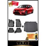 Srcmats Seat Leon Hatchback 2012-2020 Araca Özel 3D Havuzlu Paspas & Bagaj Havuzu Seti - Siyah